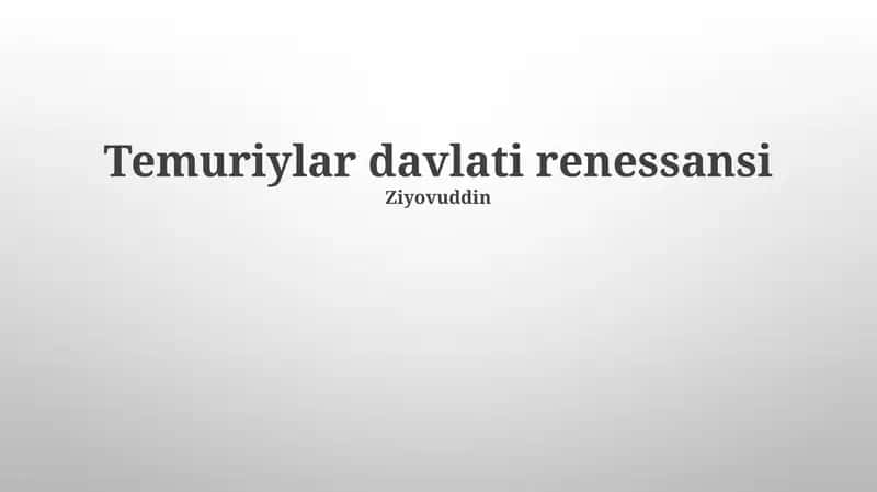 Temuriylar davlati renessansi 1