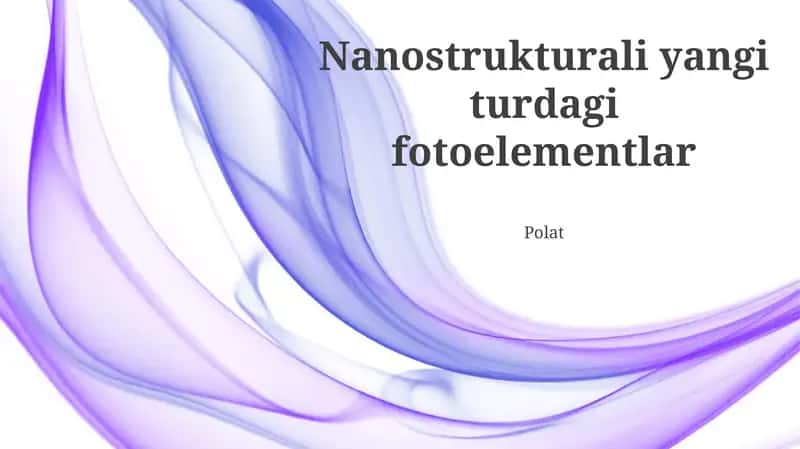 Nanostrukturli Fotoelementlarning Yangi Turi 1