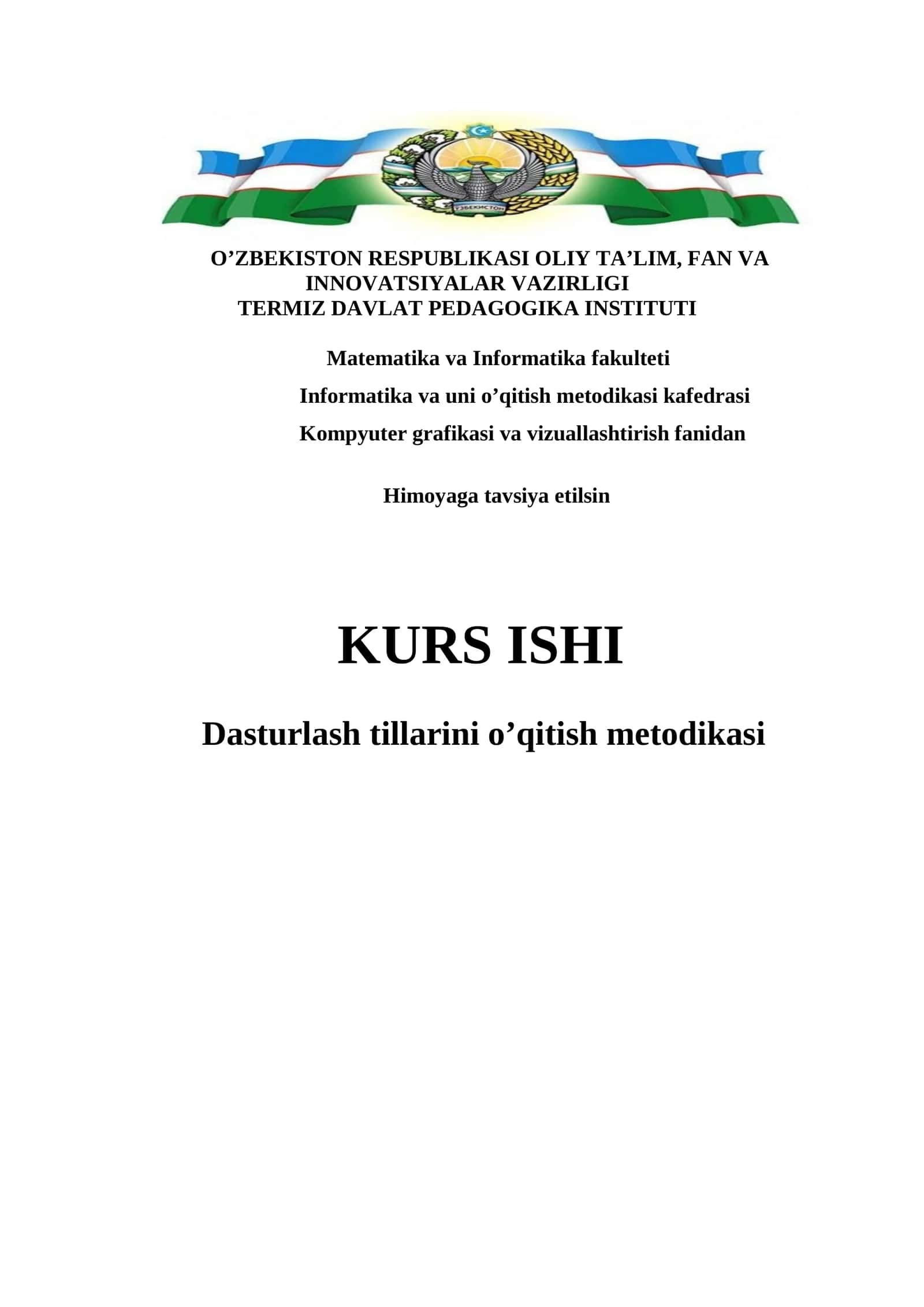 Dasturlash tillarini o’qitish metodikasi 1