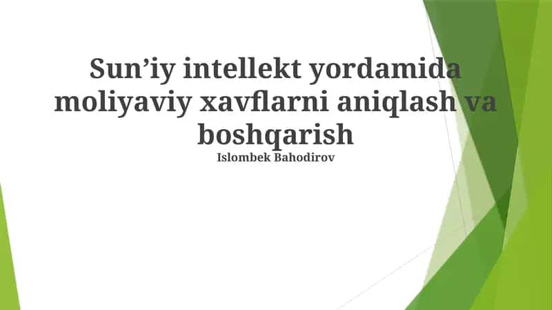 Moliyaviy modellashtirish va simulyatsiyalarda AI 1