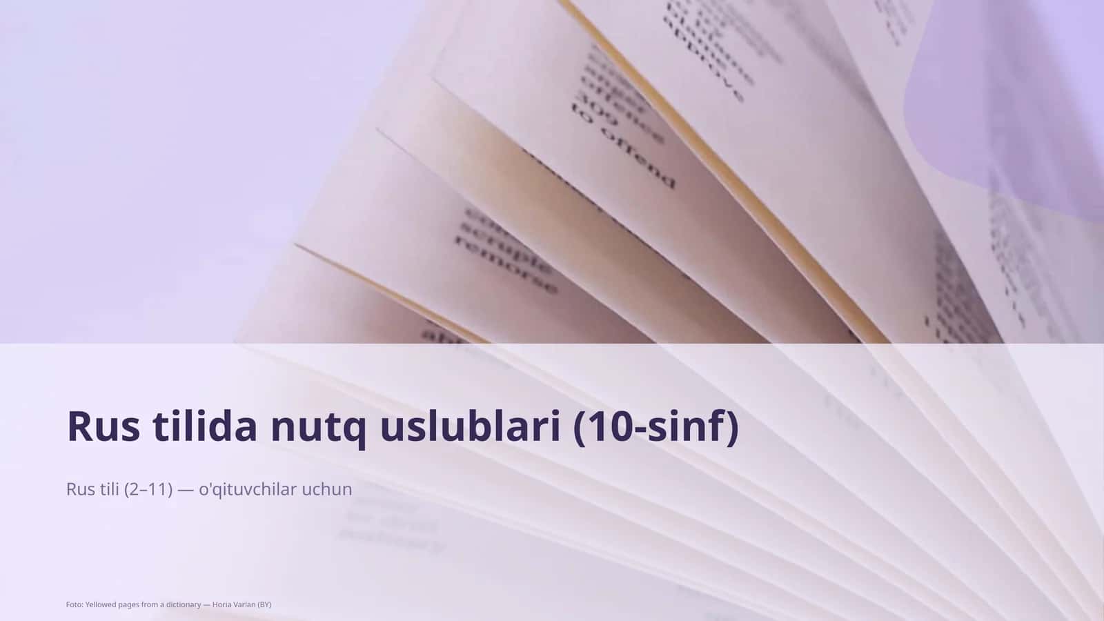 Rus tilida nutq uslublari (10-sinf) 1