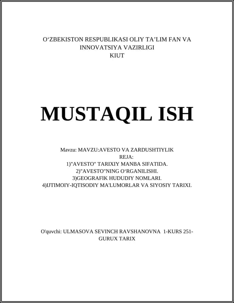 Avesto va Zardushtiylik 1