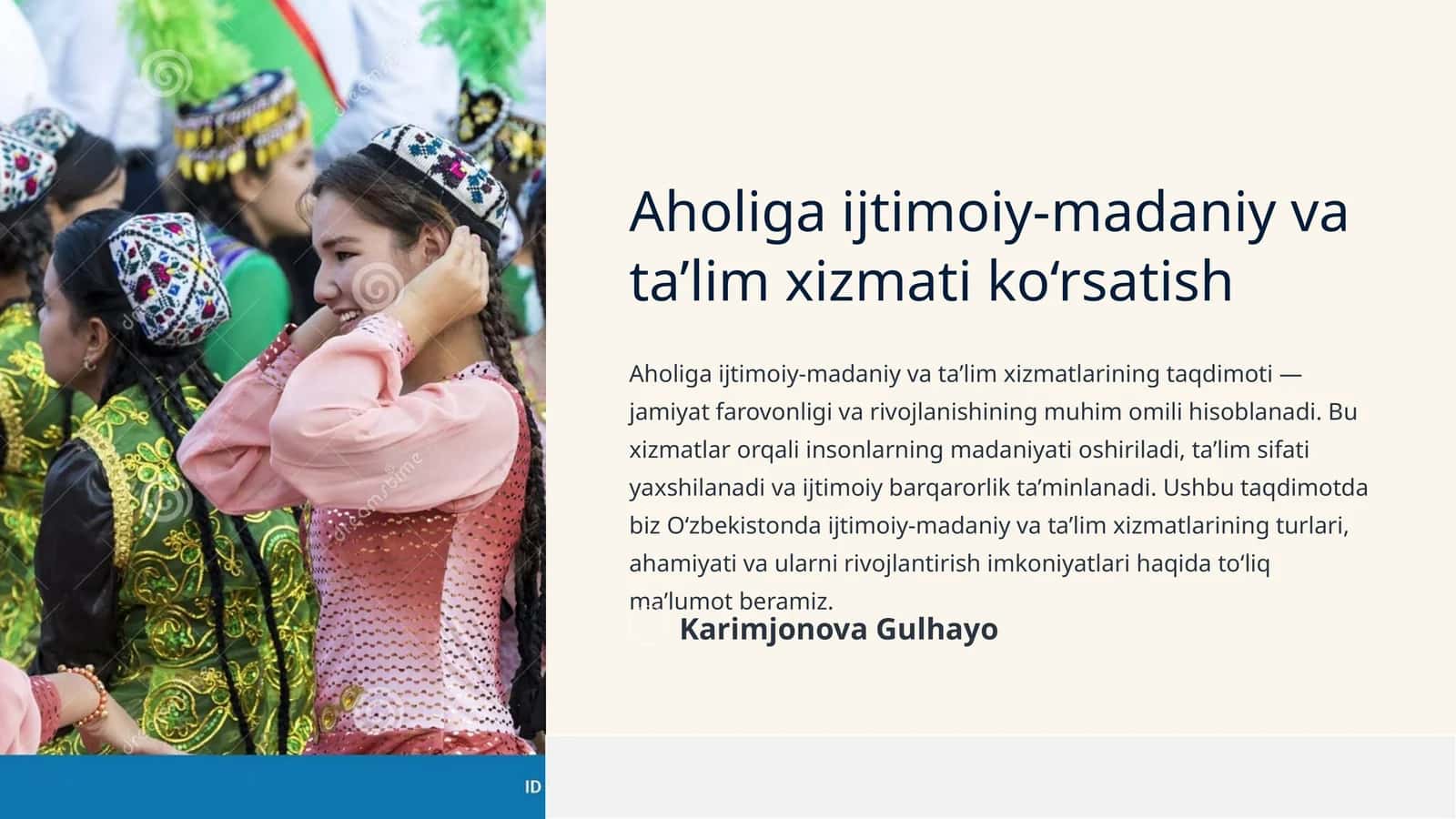 Ijtimoiy-madaniy xizmatlar turlari va ahamiyati 1