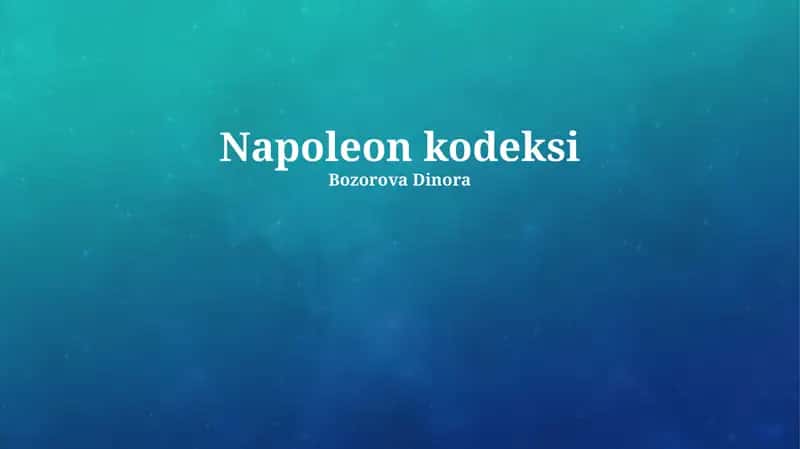 Napoleon Kodeksi 1