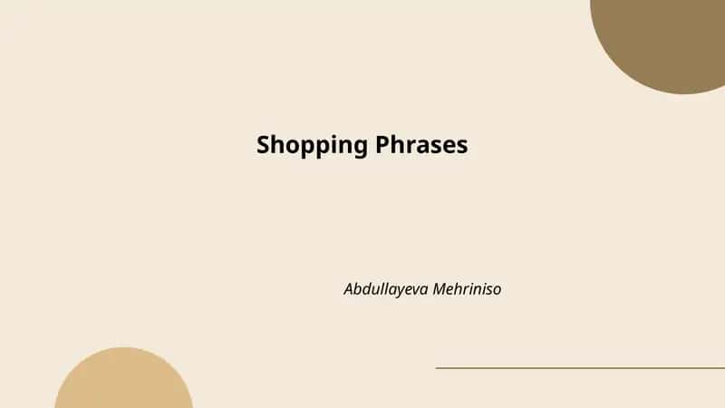 Shopping Phrases 1