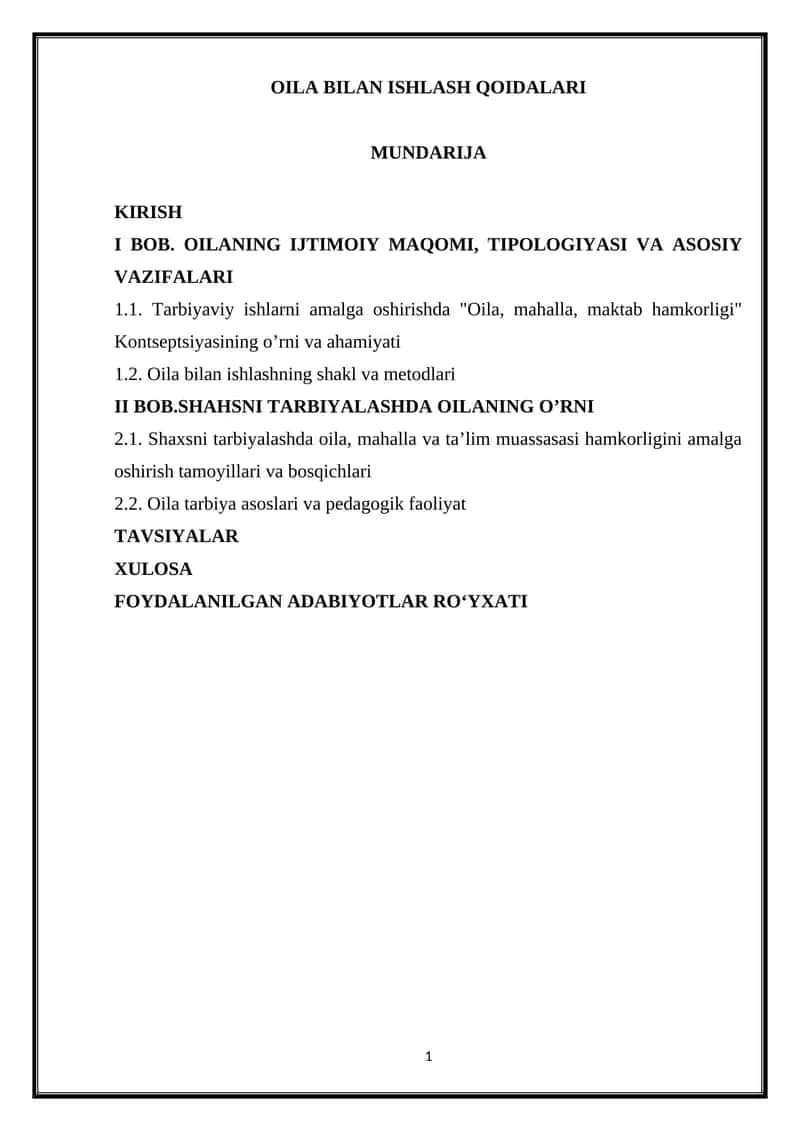 OILA BILAN ISHLASH QOIDALARI 1