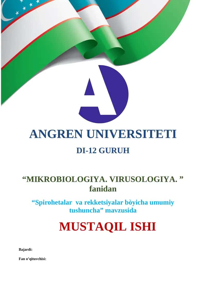 Spirohetalar va rekketsiyalar bòyicha umumiy tushuncha 1