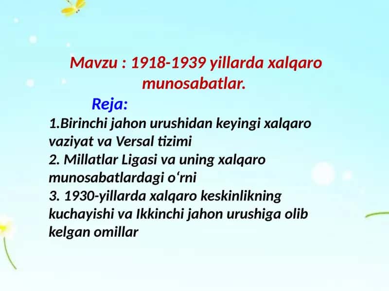 1918-1939 yillarda xalqaro munosabatlar 1