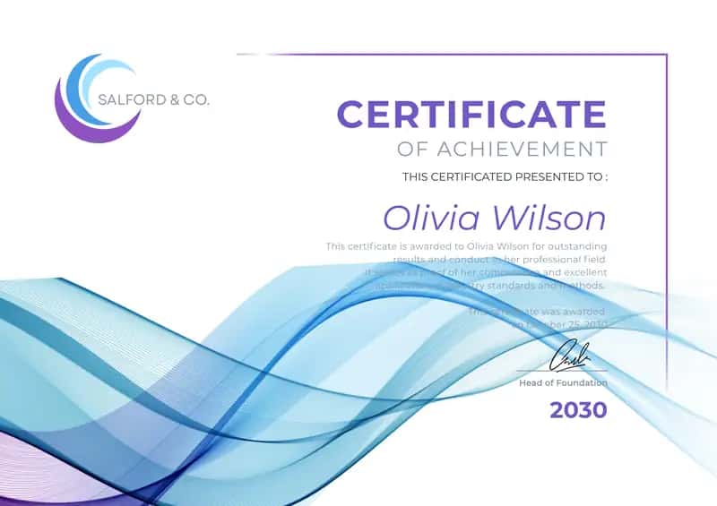 CERTIFICATE OF ACHIEVEMENT 1