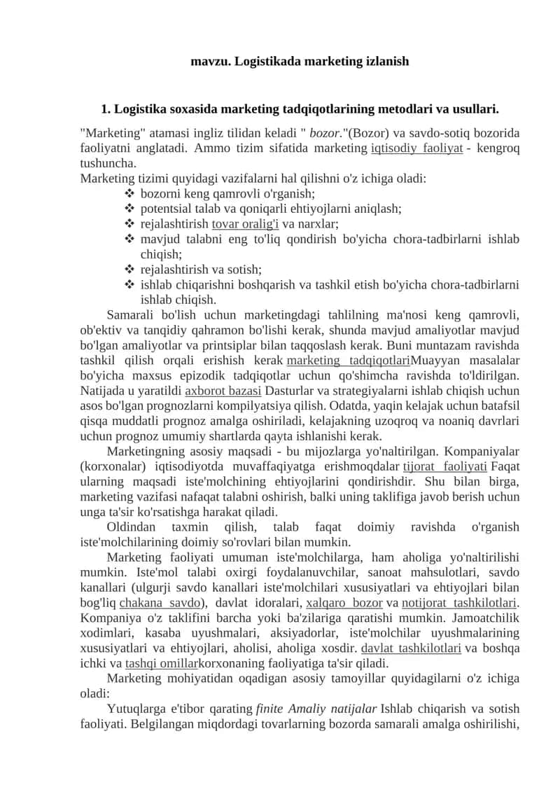Logistikada marketing izlanish 1