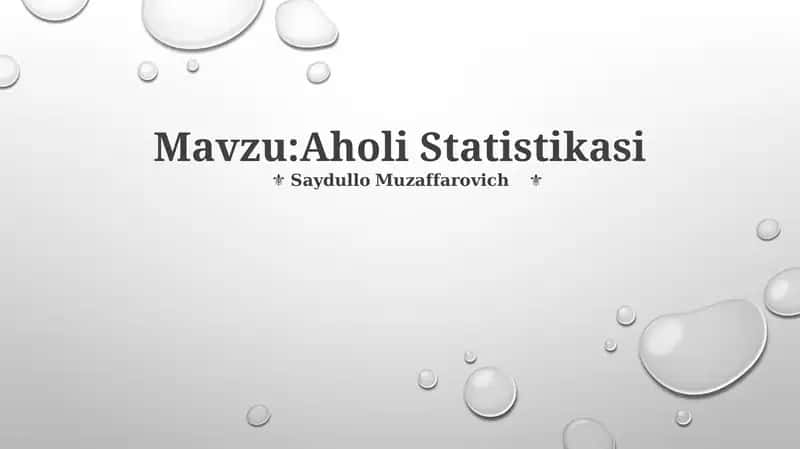 Aholi Statistikasi 1