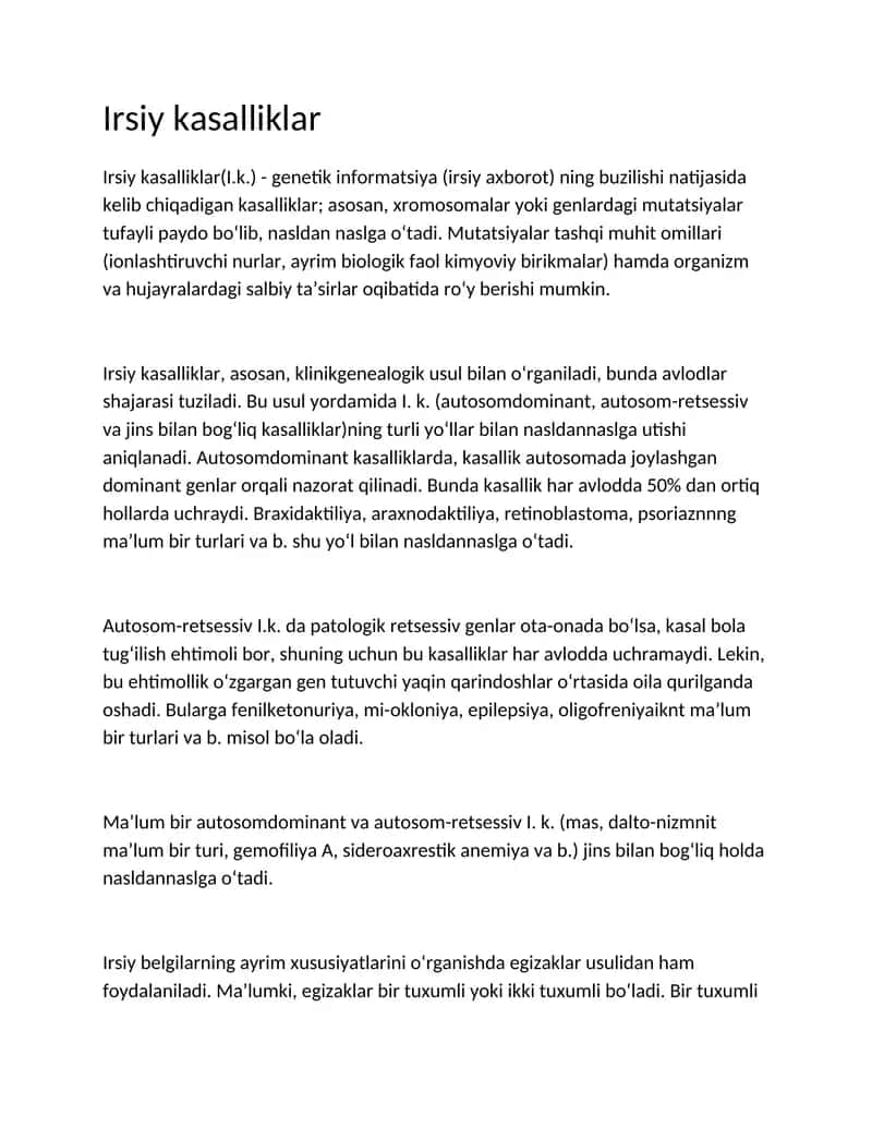 Irsiy kasalliklar 1