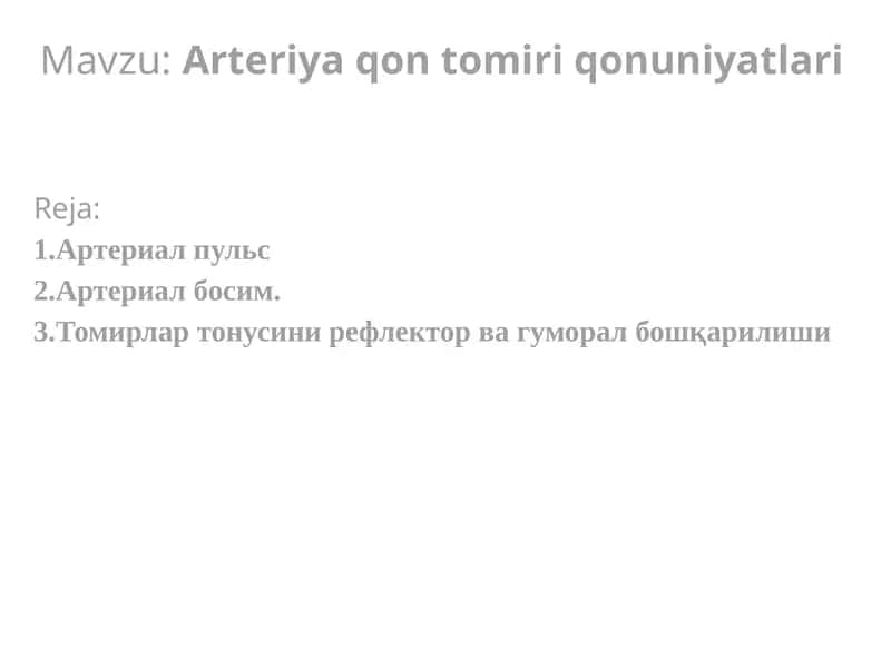 Arteriya qontomiri qonuniyatlari 1