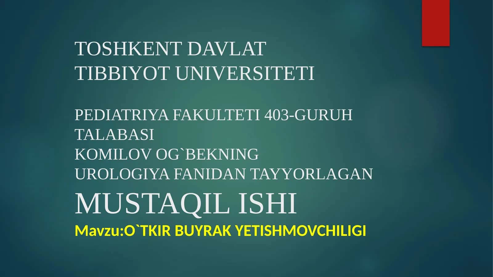 Oʻtkir buyrak yetishmovchiligi 1