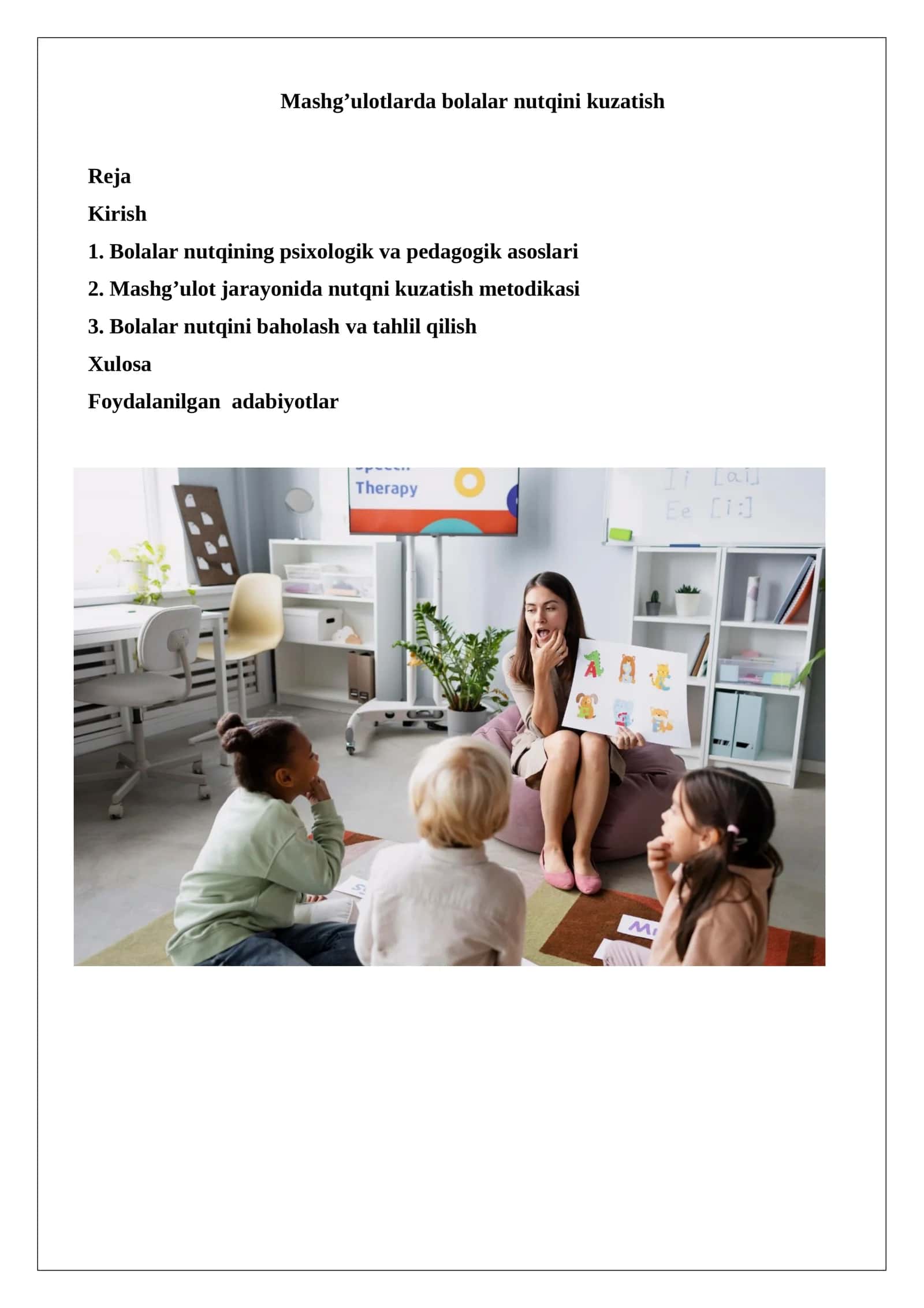 Bolalar Nutqini Kuzatish 1