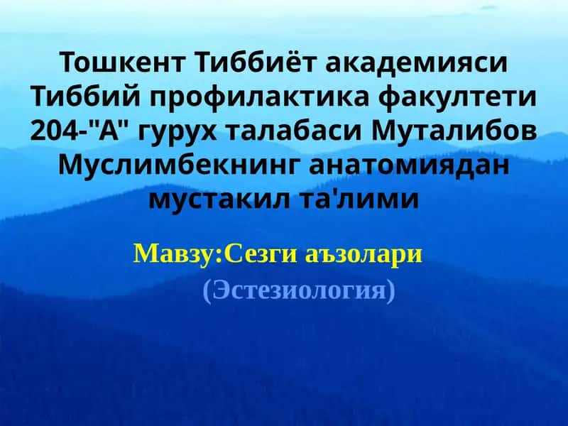 Сезги аъзолари (Эстезиология) 1