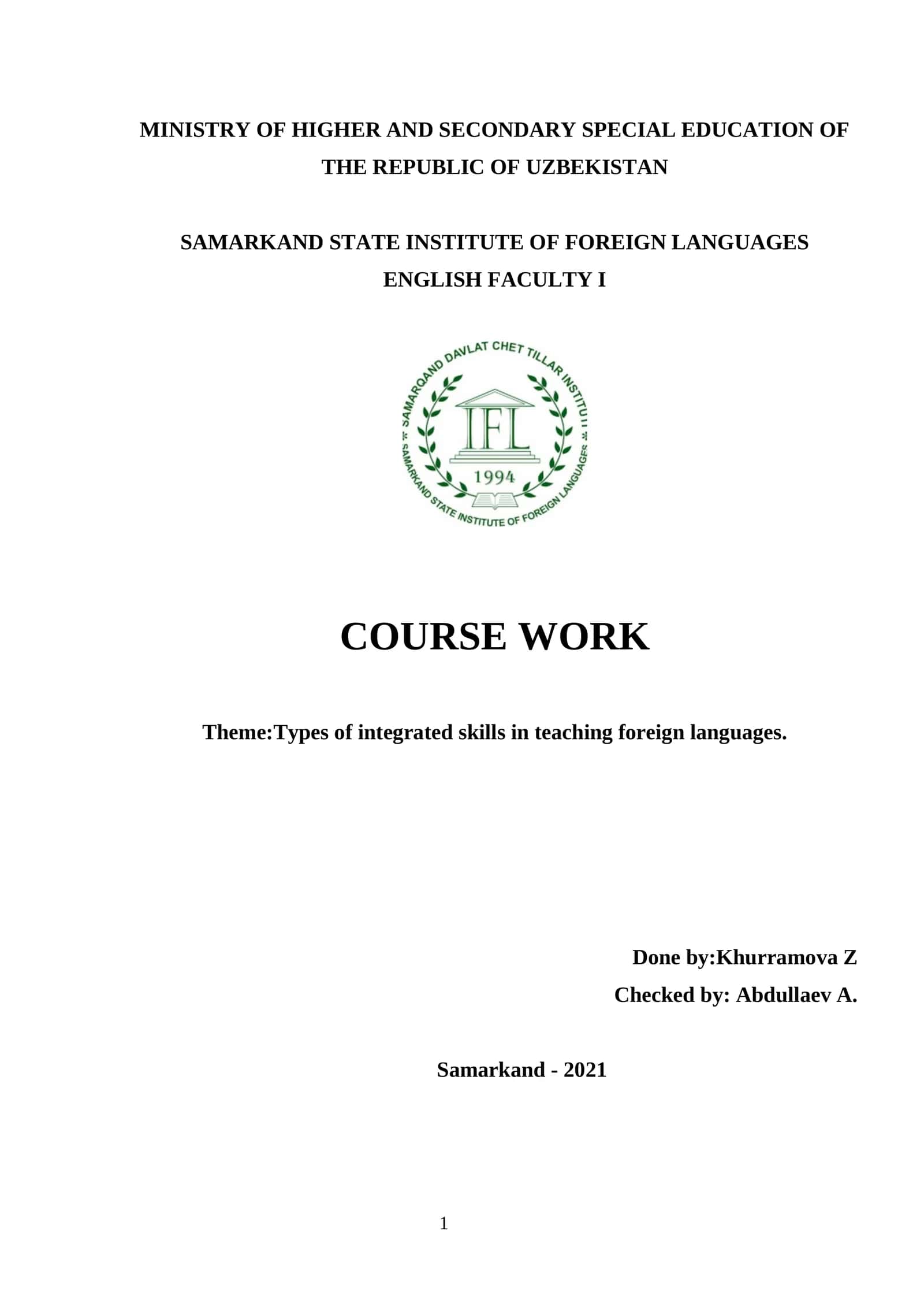 Types of integrated skills in teaching foreign languages 1