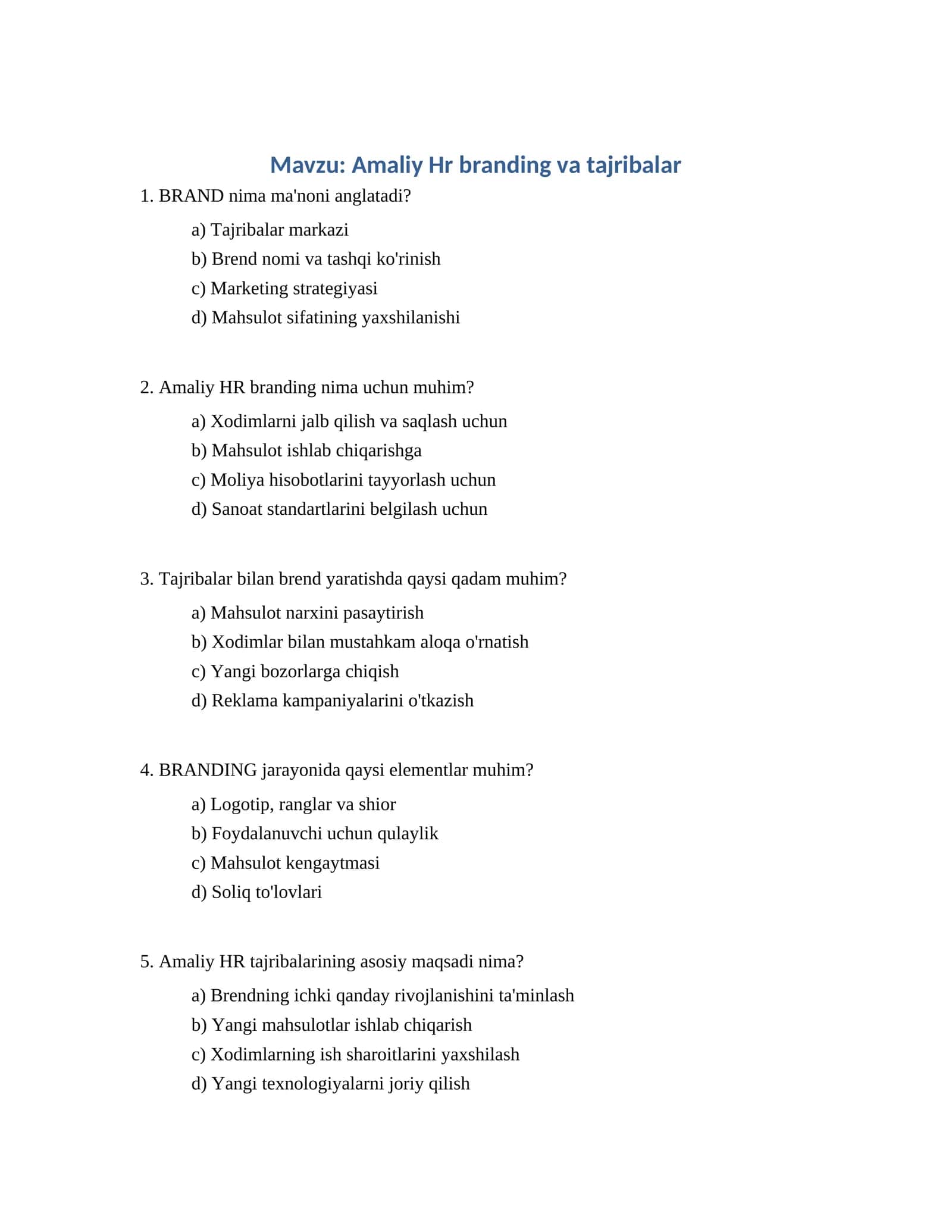 Amaliy HR branding va tajribalar 1