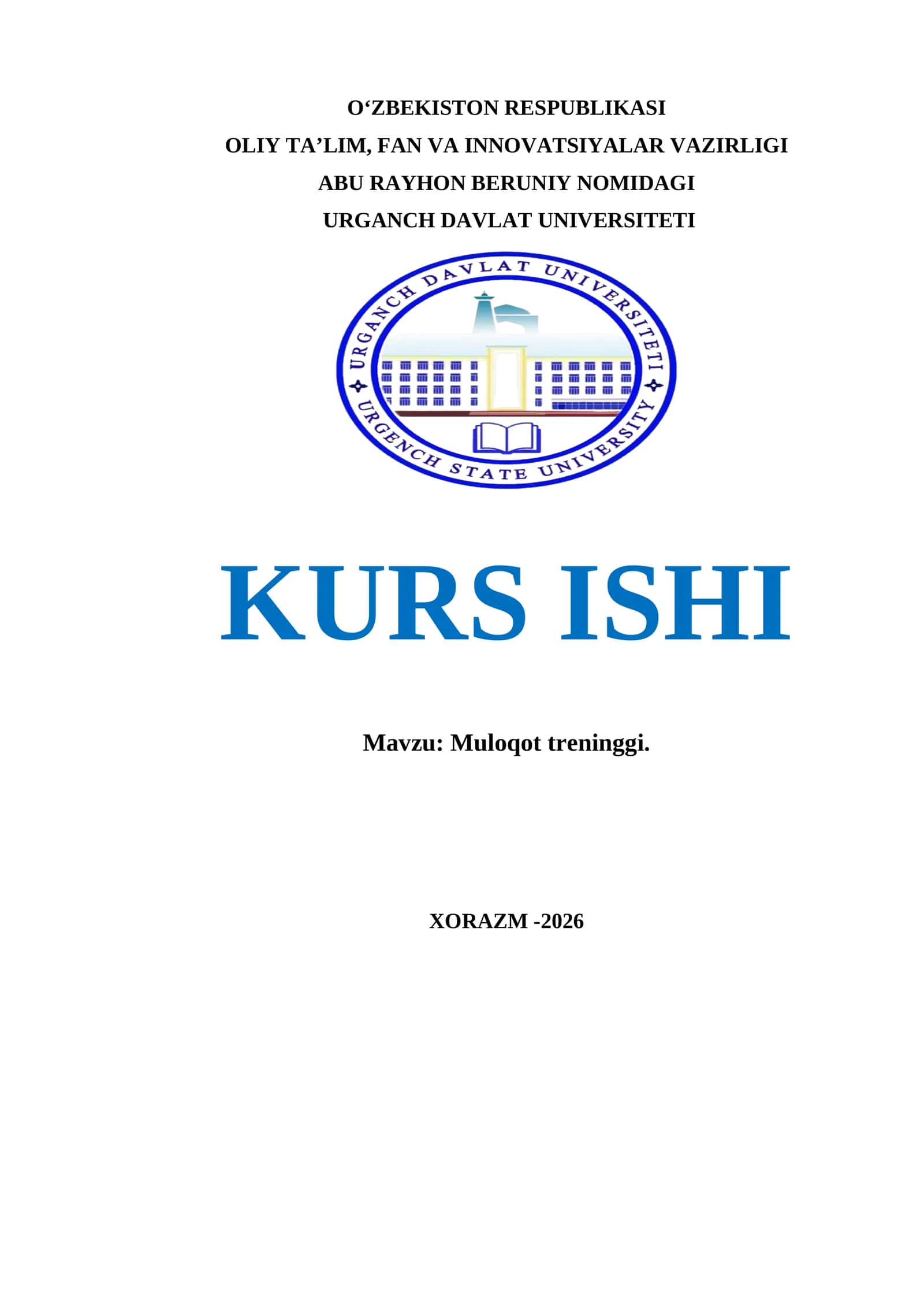 Muloqot treninggi kurs ishi 1