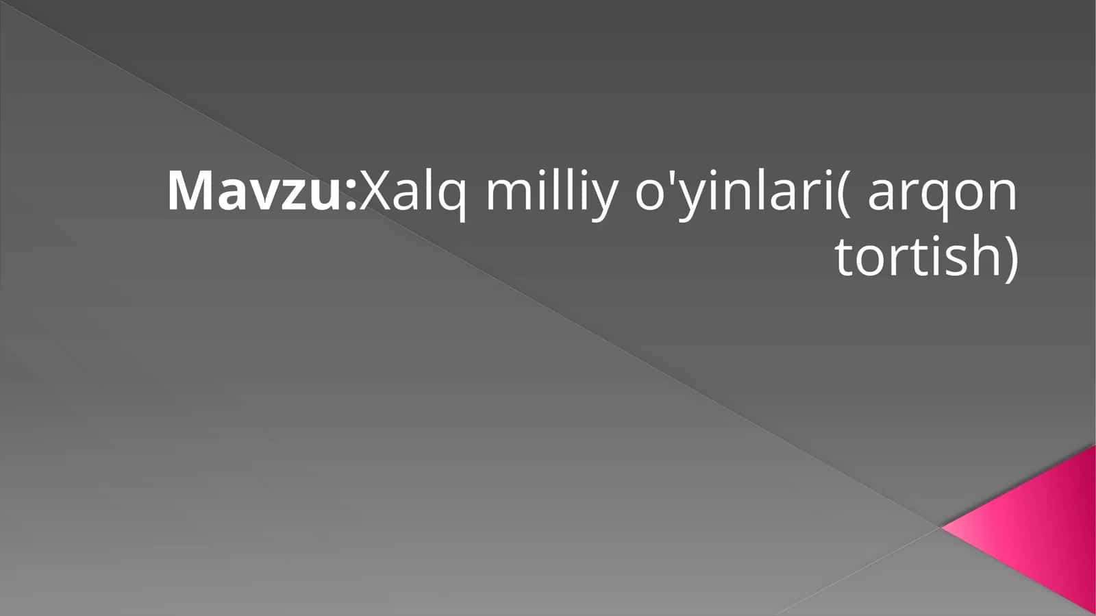 Xalq milliy o'yinlari( arqon tortish) 1