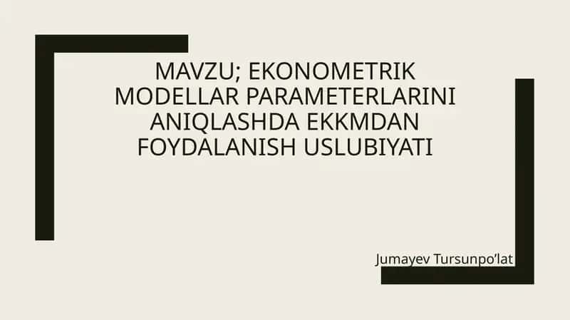 Ekonometrik model yaratish 1