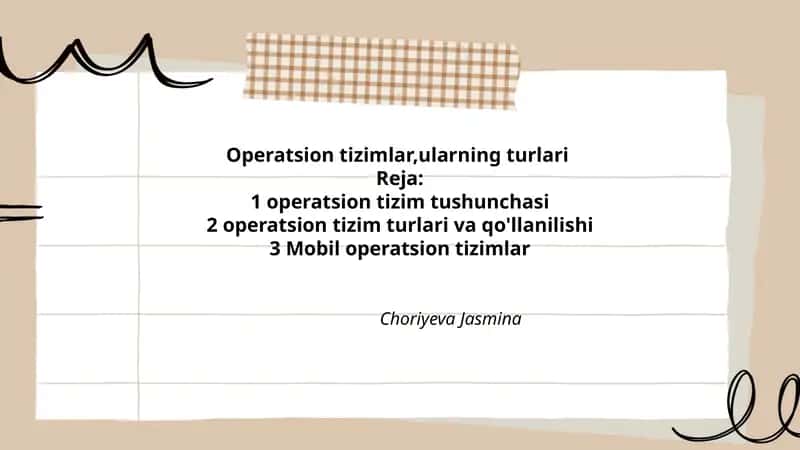 Operatsion tizimlar, ularning turlari 1