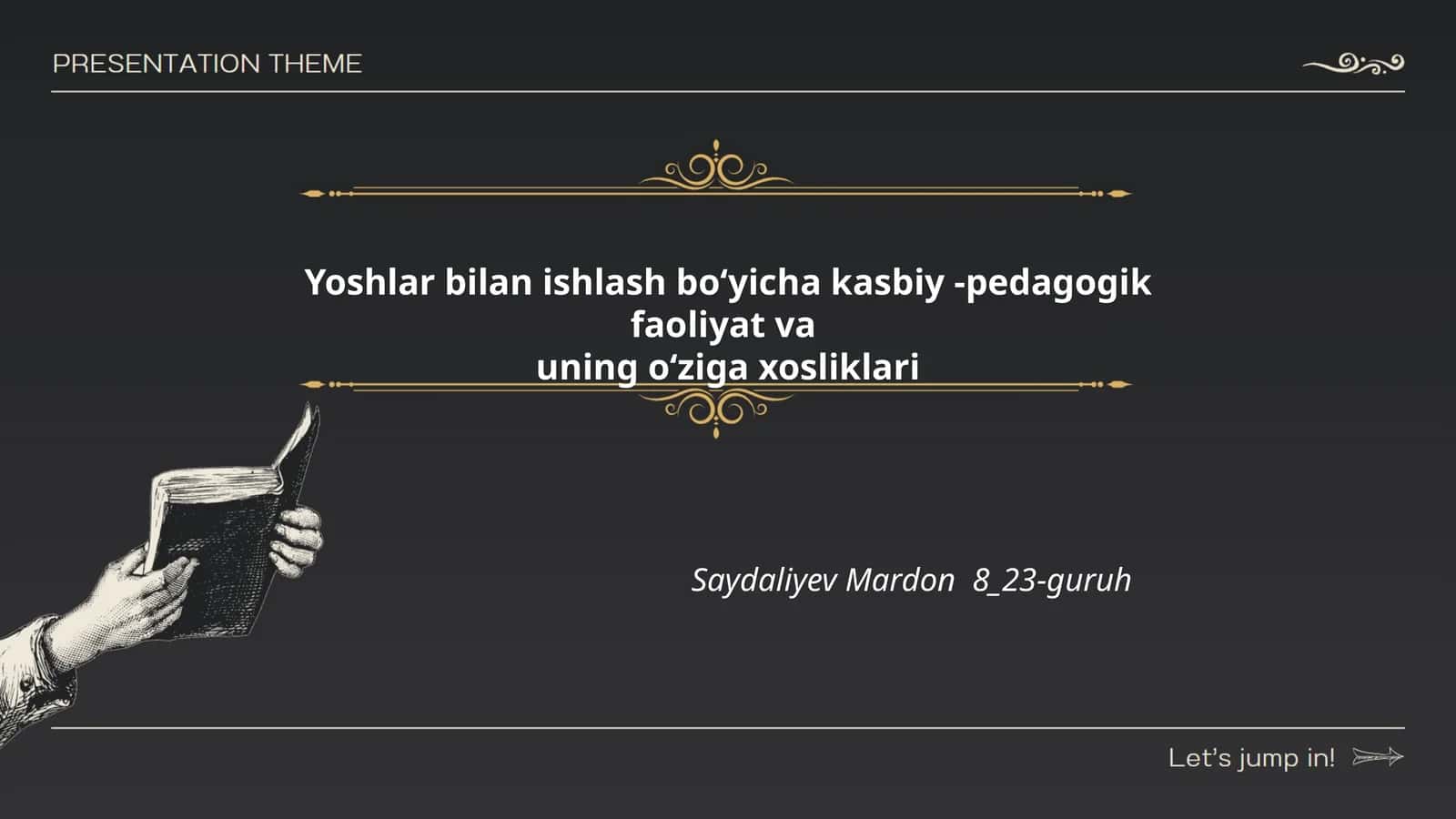 Yoshlar bilan ishlash boʻyicha kasbiy -pedagogik faoliyat va 1