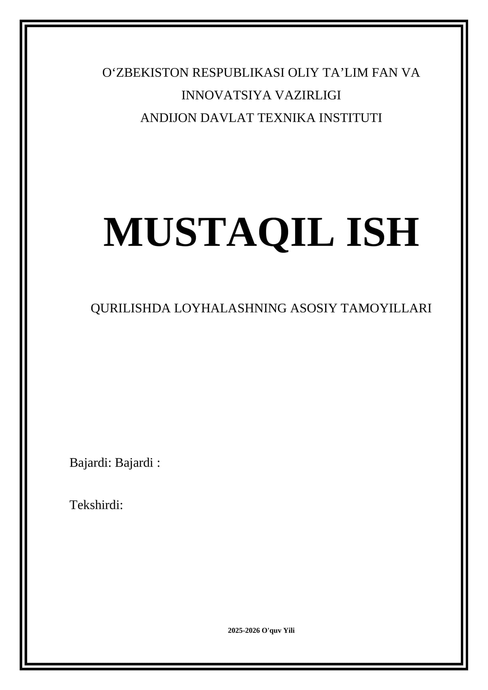 Qurilishda Loyhalashning Asosiy Tamoyillari 1