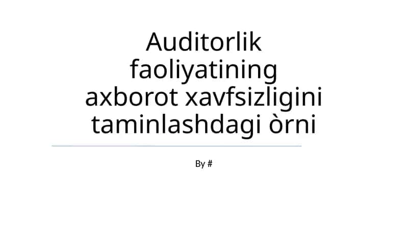 Ilovaning xavfsizlik auditi 1