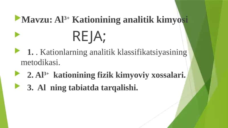 Al3+ Kationining analitik kimyosi 1