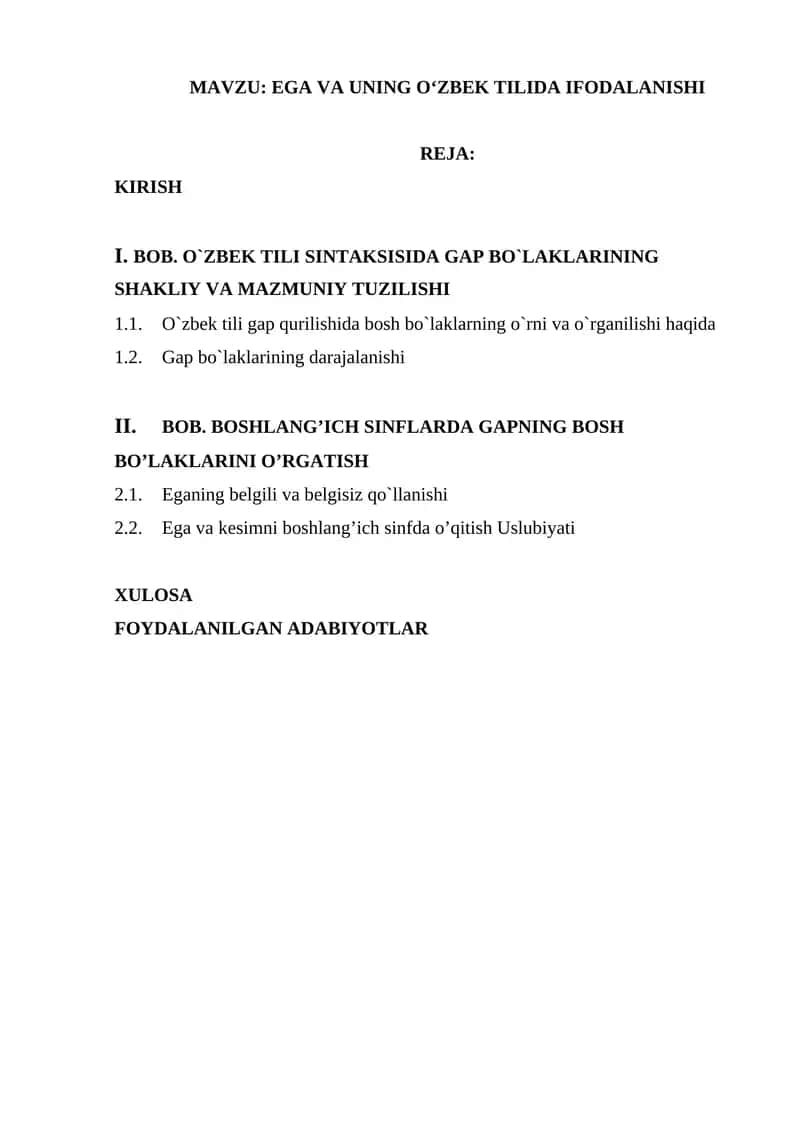 EGA VA UNING OʻZBEK TILIDA IFODALANISHI 1