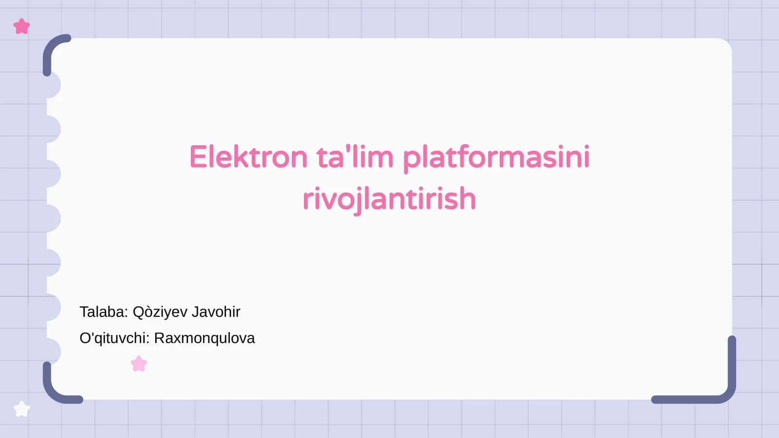 Elektron ta'lim platformasini rivojlantirish 1