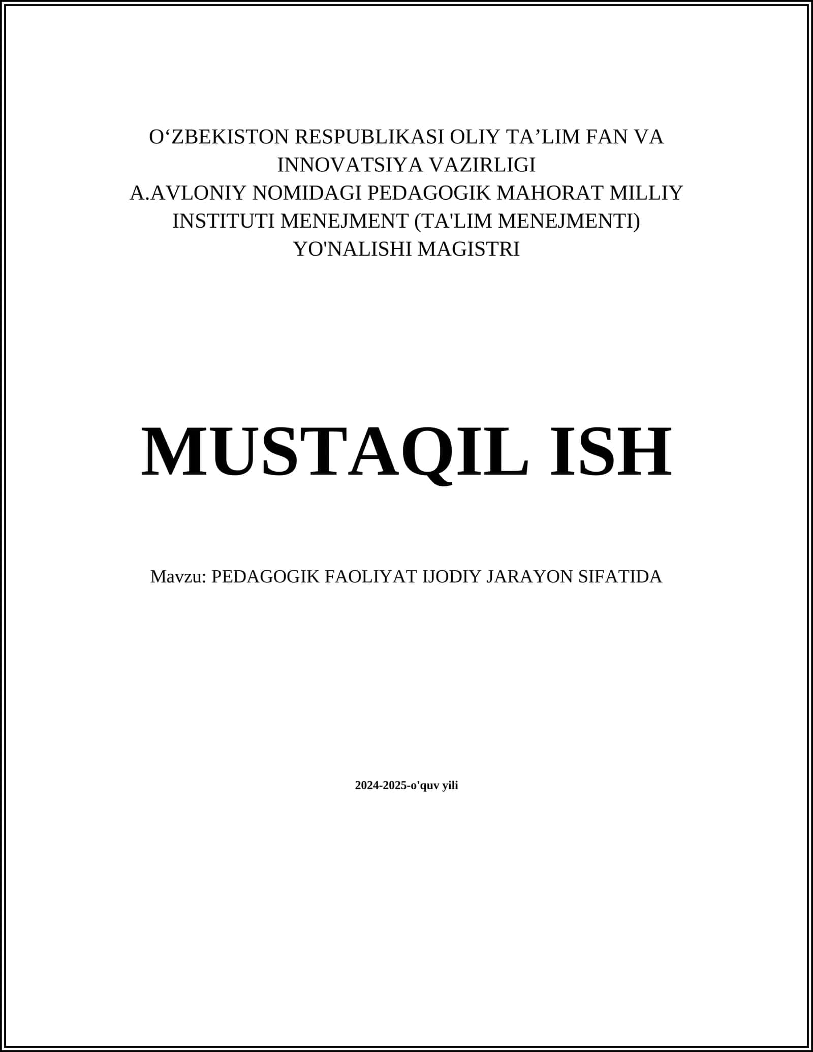 PEDAGOGIK FAOLIYAT IJODIY JARAYON SIFATIDA 1