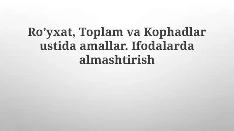 Ro'yxatlar bilan Amallar 1