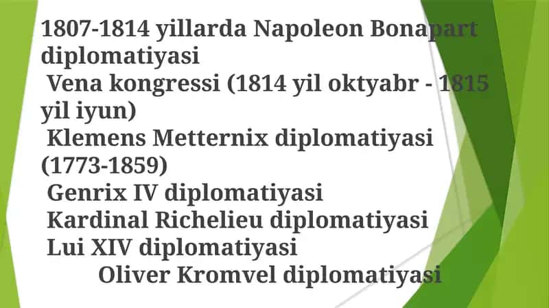 Napoleon Diplomatiyasi va Vena Kongressi 1