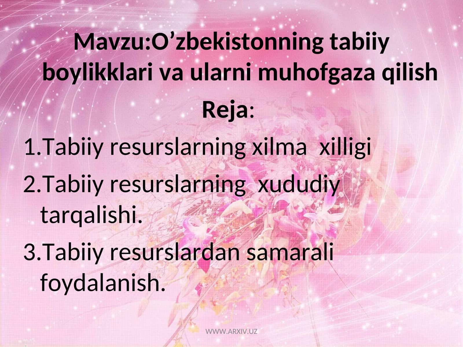 O’zbekistonning tabiiy boyliklari va ularni muhofaza qilish 1