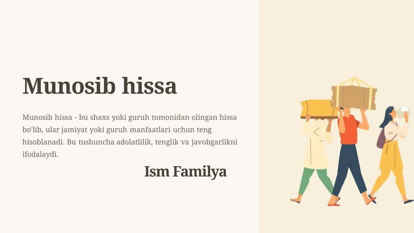 Munosib hissa - Taqdimot 1