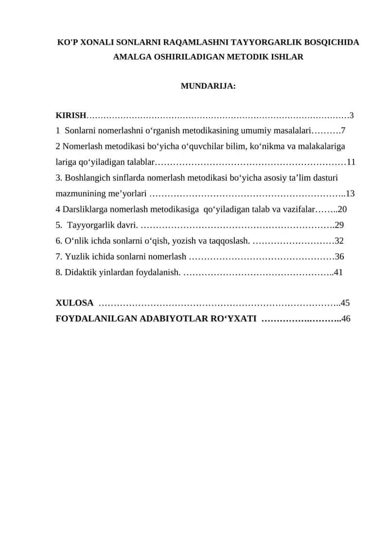 Sonlarni nomerlash metodikasi 1