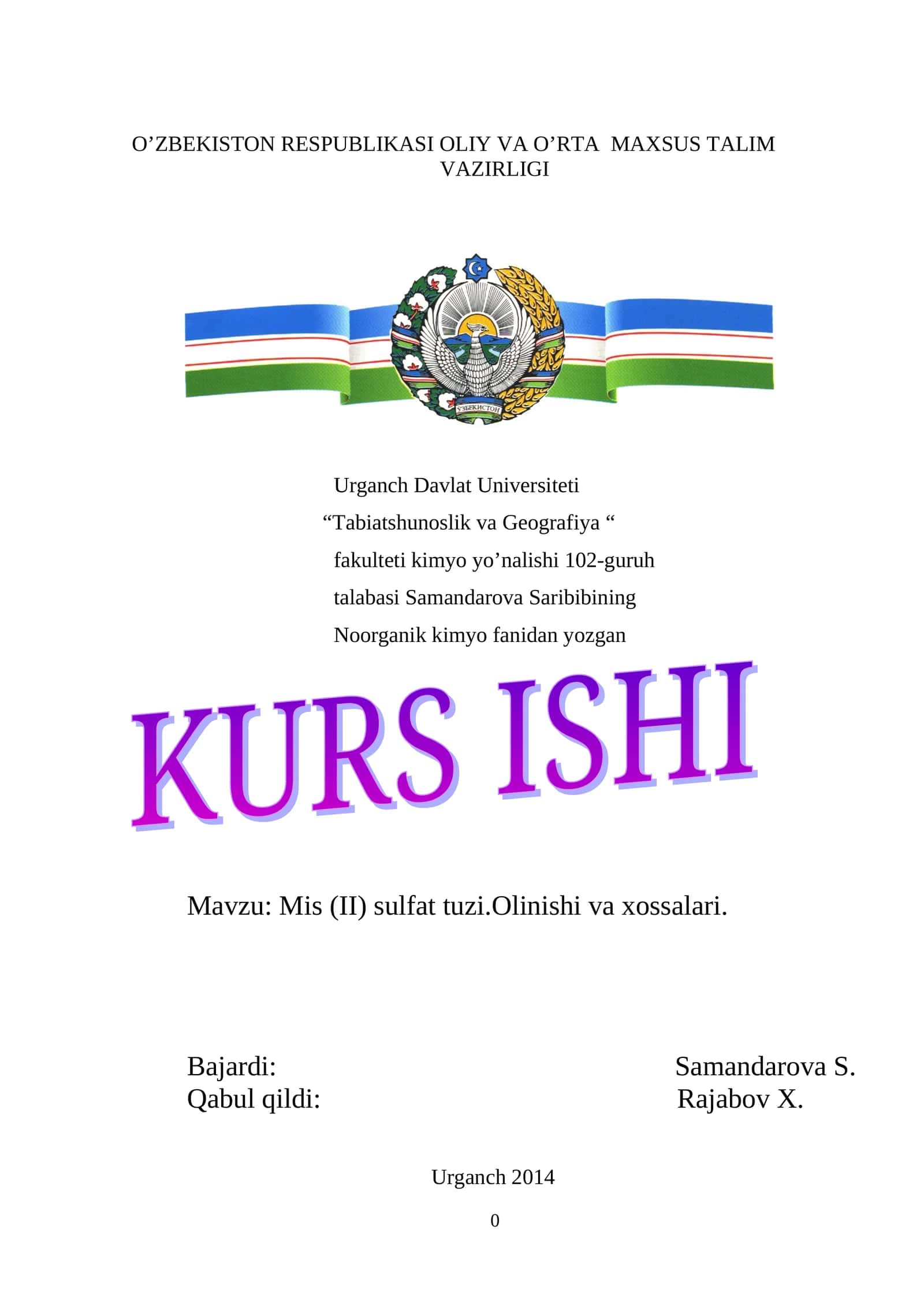 Mis (II) sulfat tuzi.Olinishi va xossalari 1