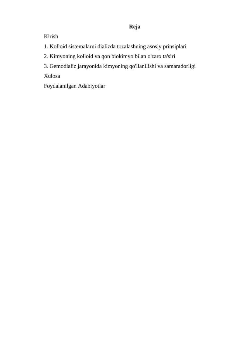 Kolloid sistemalar va dializ 1