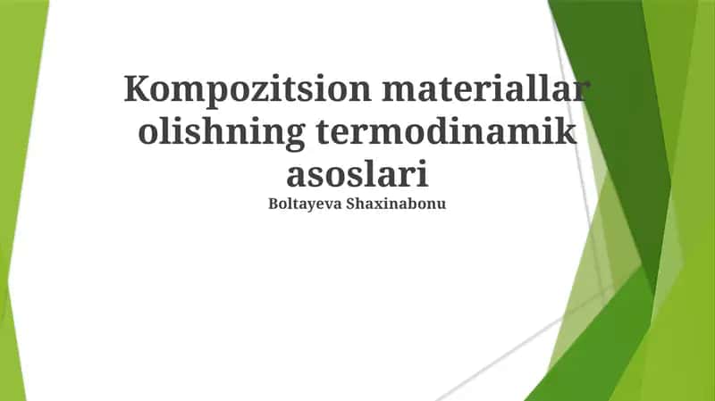 Kompozitsion materiallar olishning termodinamik asoslari 1