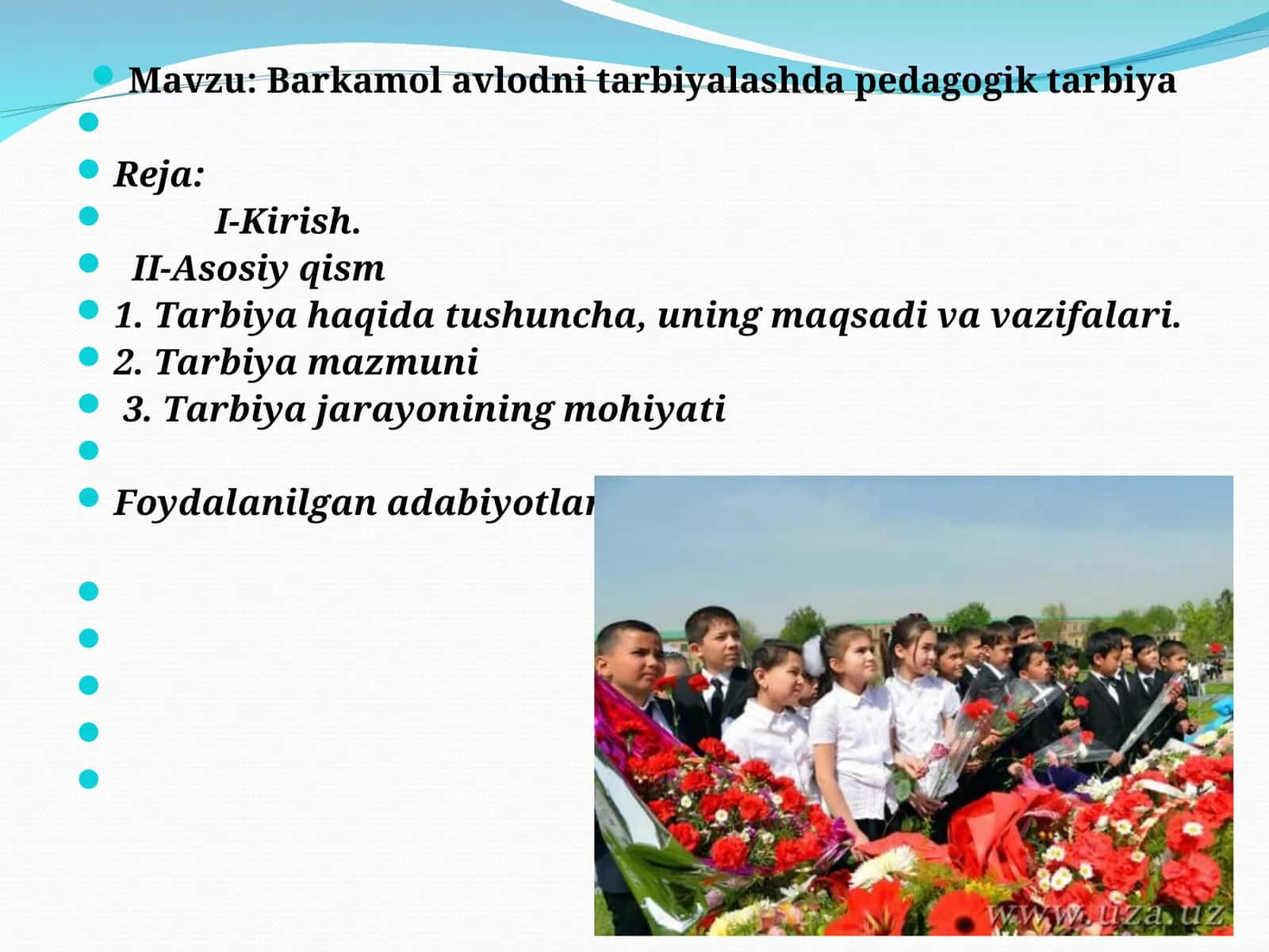Barkamol avlodni tarbiyalashda pedagogik tarbiya 1