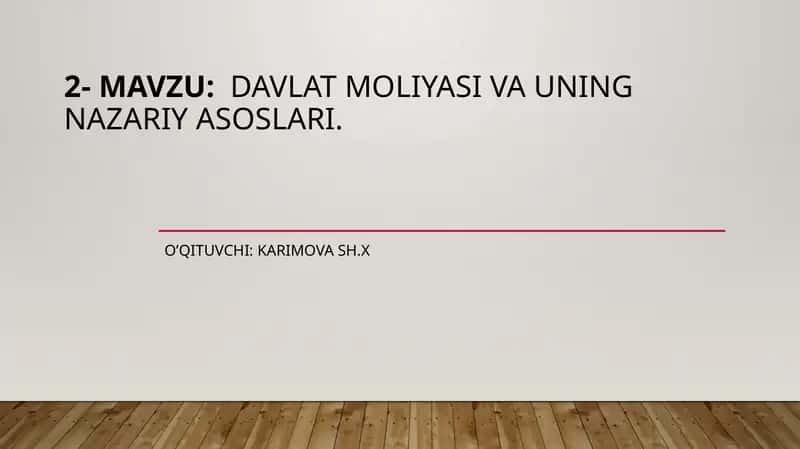 Davlat moliyasi va uning nazariyasoslari 1