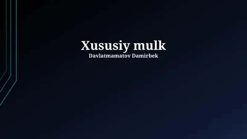 Xususiy mulk 1