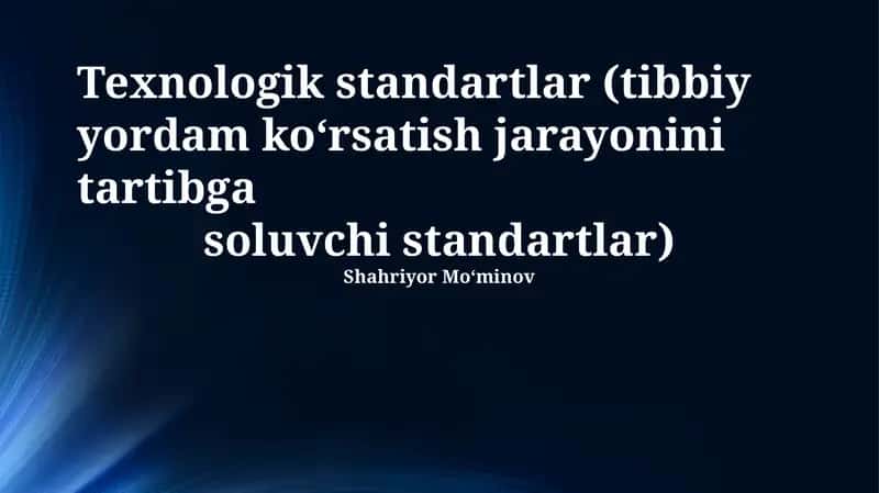 Tibbiy yordam ko'rsatish standartlari 1