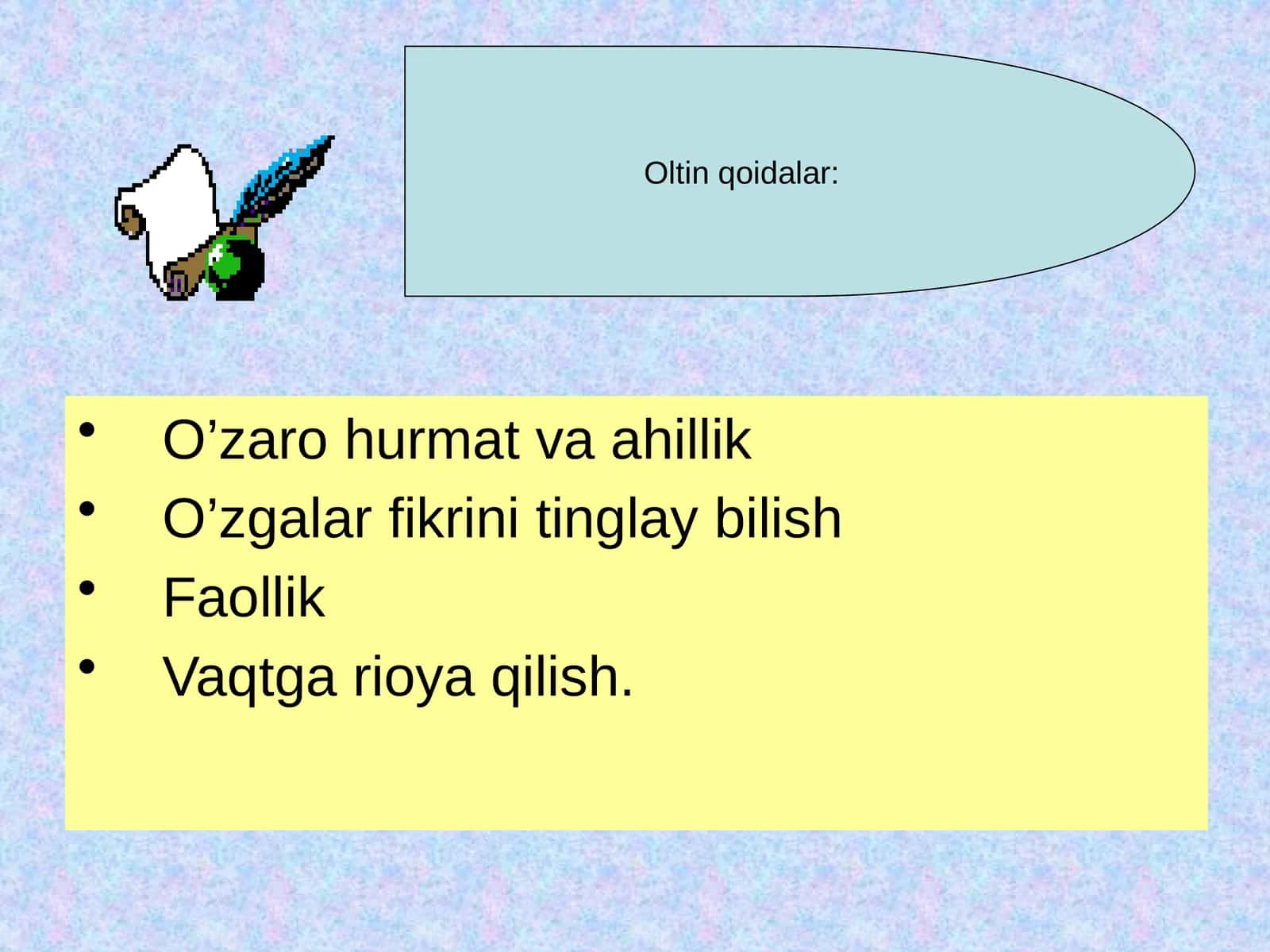O'zaro hurmat va ahillik 1