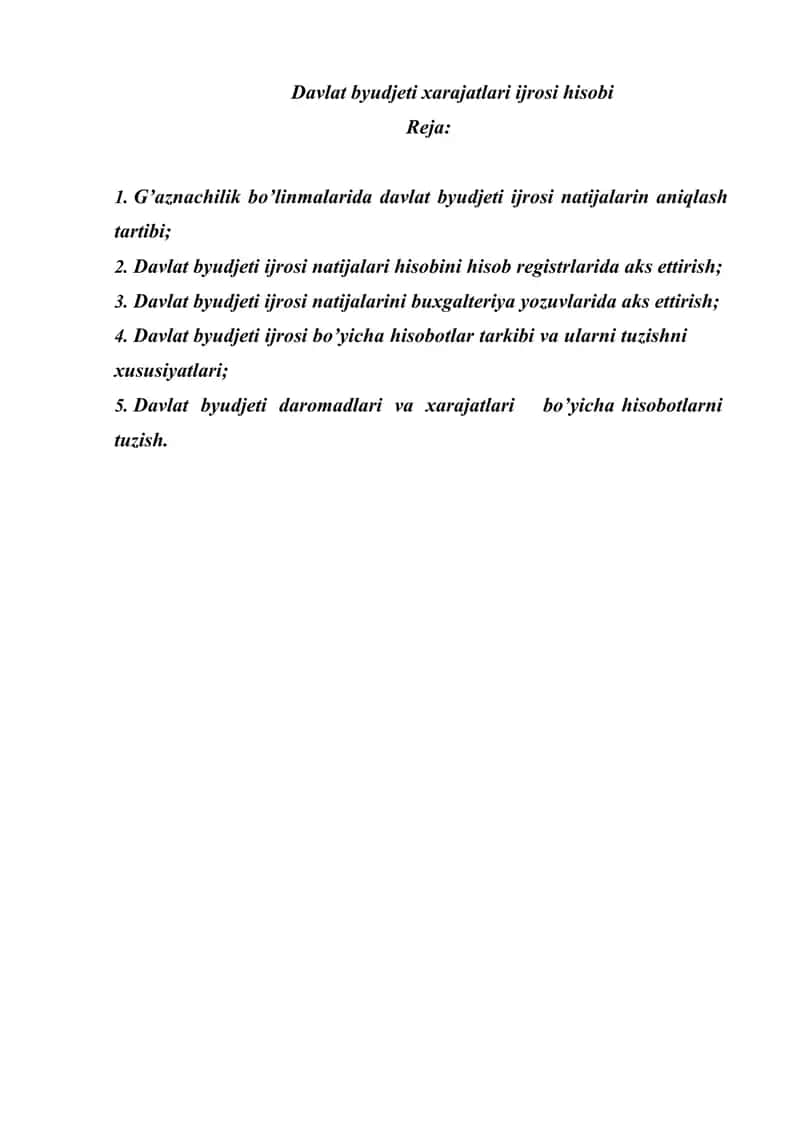 Davlat byudjeti xarajatlari ijrosi hisobi 1