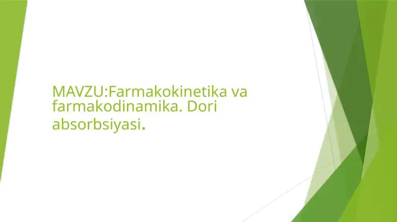 Farmakokinetika va farmakodinamika 1