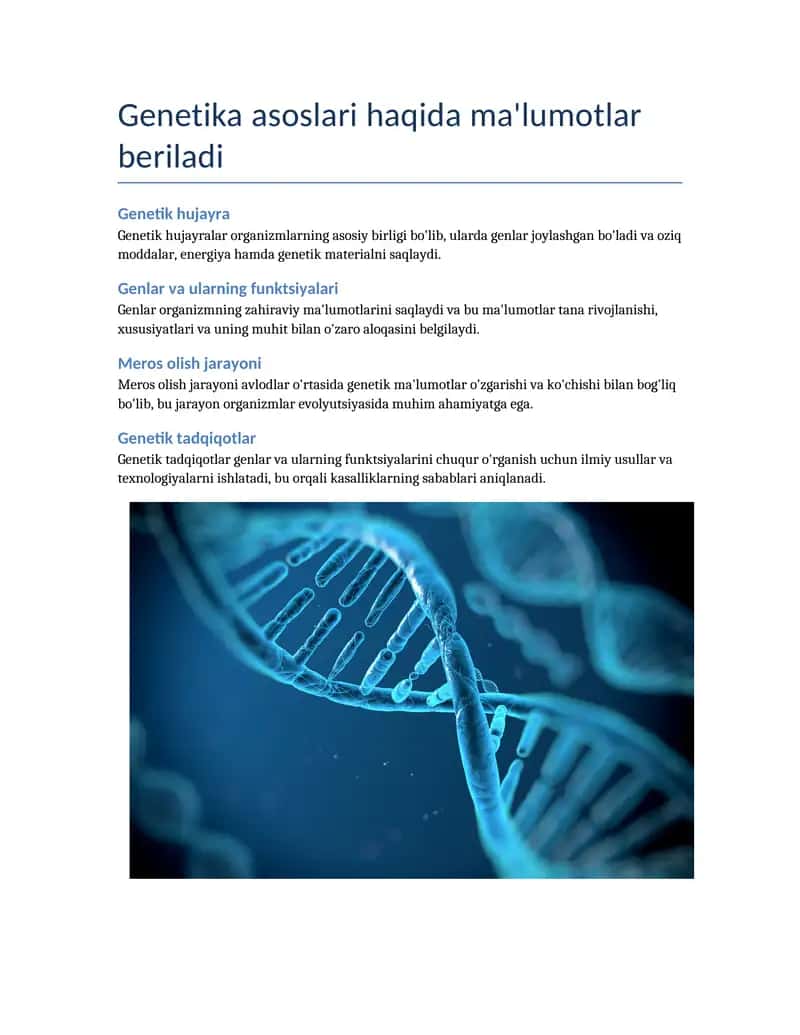 Genetika asoslari haqida ma'lumotlar 1