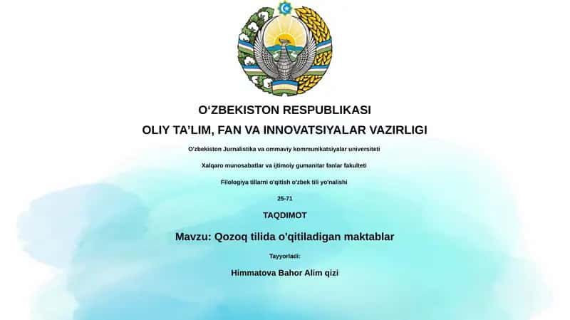 Qozoq tilida o'qitiladigan maktablar 1